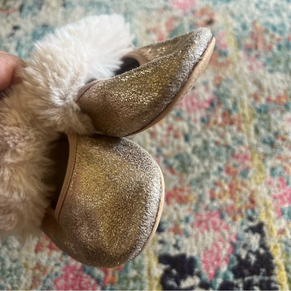 Zara girls ballet flats with fur accent size 29